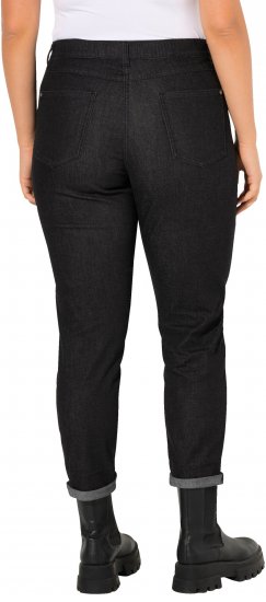 Ulla Popken Raw Denim Stripe Stretch Fit Jeans Black - Τζιν & Παντελόνια για Γυναίκες σε Μεγάλες Μεγέθη – Plus Size - 
