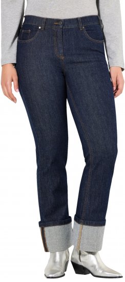 Ulla Popken Turn Up Hem Wide Leg Mary Jeans Grey Denim - Τζιν & Παντελόνια για Γυναίκες σε Μεγάλες Μεγέθη – Plus Size - 