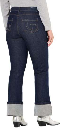 Ulla Popken Turn Up Hem Wide Leg Mary Jeans Grey Denim - Τζιν & Παντελόνια για Γυναίκες σε Μεγάλες Μεγέθη – Plus Size - 