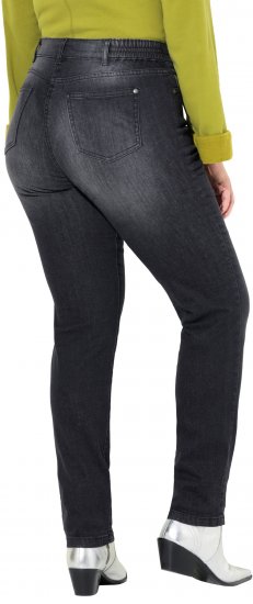 Ulla Popken Rhinestone Detail Stretch Fit Jeans Black - Τζιν & Παντελόνια για Γυναίκες σε Μεγάλες Μεγέθη – Plus Size - 