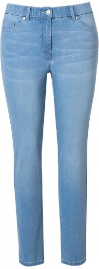 Ulla Popken Rhinestone Detail Stretch Fit Jeans Light Blue Denim - Τζιν & Παντελόνια για Γυναίκες σε Μεγάλες Μεγέθη – Plus Size - 