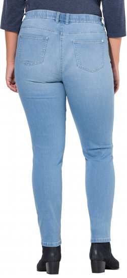 Ulla Popken Rhinestone Detail Stretch Fit Jeans Light Blue Denim - Τζιν & Παντελόνια για Γυναίκες σε Μεγάλες Μεγέθη – Plus Size - 
