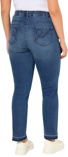 Ulla Popken Fringed Hem Stretch Fit Jeans Denim Blue - Τζιν & Παντελόνια για Γυναίκες σε Μεγάλες Μεγέθη – Plus Size - 