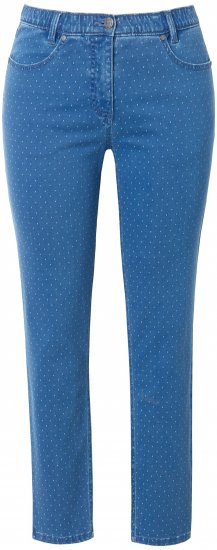Ulla Popken Polka Dot Stretch Fit Jeans Blue Denim - Τζιν & Παντελόνια για Γυναίκες σε Μεγάλες Μεγέθη – Plus Size - 