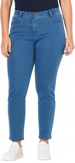 Ulla Popken Polka Dot Stretch Fit Jeans Blue Denim - Τζιν & Παντελόνια για Γυναίκες σε Μεγάλες Μεγέθη – Plus Size - 