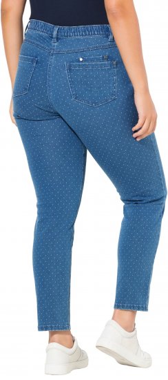 Ulla Popken Polka Dot Stretch Fit Jeans Blue Denim - Τζιν & Παντελόνια για Γυναίκες σε Μεγάλες Μεγέθη – Plus Size - 