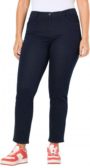 Ulla Popken Polka Dot Stretch Fit Jeans Denim Blue - Τζιν & Παντελόνια για Γυναίκες σε Μεγάλες Μεγέθη – Plus Size - 