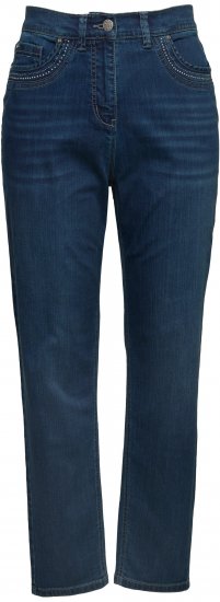 Ulla Popken Rivet Detail Mom Jeans Blue - Τζιν & Παντελόνια για Γυναίκες σε Μεγάλες Μεγέθη – Plus Size - 