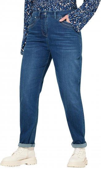 Ulla Popken Rivet Detail Mom Jeans Blue - Τζιν & Παντελόνια για Γυναίκες σε Μεγάλες Μεγέθη – Plus Size - 