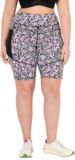 Ulla Popken Leopard Print Quick Drying Shorts Black - Τζιν & Παντελόνια για Γυναίκες σε Μεγάλες Μεγέθη – Plus Size - 