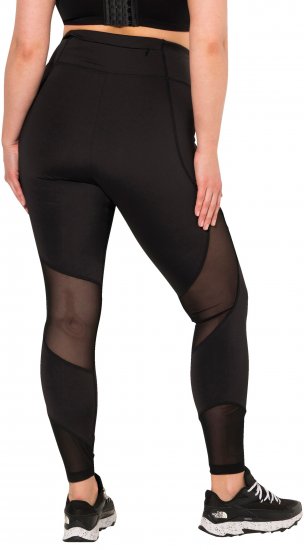 Ulla Popken Mesh Panel Leggings Black - Τζιν & Παντελόνια για Γυναίκες σε Μεγάλες Μεγέθη – Plus Size - 