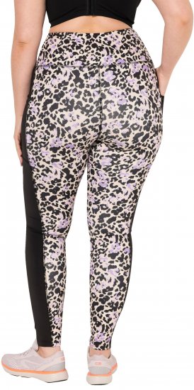 Ulla Popken Leopard Print Quick Drying Leggings Black - Τζιν & Παντελόνια για Γυναίκες σε Μεγάλες Μεγέθη – Plus Size - 