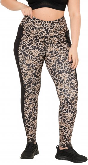 Ulla Popken Leopard Print Quick Drying Leggings Orange - Τζιν & Παντελόνια για Γυναίκες σε Μεγάλες Μεγέθη – Plus Size - 