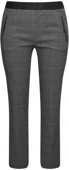 Ulla Popken Plaid Elastic Waist Tapered Leg Pants Black - Τζιν & Παντελόνια για Γυναίκες σε Μεγάλες Μεγέθη – Plus Size - 