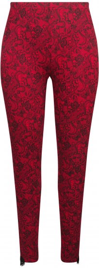 Ulla Popken Lace Print Leggings Red - Τζιν & Παντελόνια για Γυναίκες σε Μεγάλες Μεγέθη – Plus Size - 