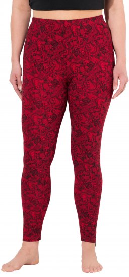 Ulla Popken Lace Print Leggings Red - Τζιν & Παντελόνια για Γυναίκες σε Μεγάλες Μεγέθη – Plus Size - 