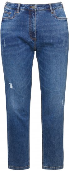 Ulla Popken Lightly Distressed Boyfriend Jeans Blue - Τζιν & Παντελόνια για Γυναίκες σε Μεγάλες Μεγέθη – Plus Size - 