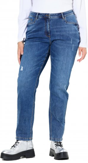 Ulla Popken Lightly Distressed Boyfriend Jeans Blue - Τζιν & Παντελόνια για Γυναίκες σε Μεγάλες Μεγέθη – Plus Size - 