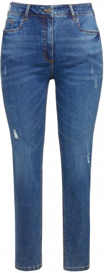 Ulla Popken Lightly Distressed Slim Leg Jeans Blue - Τζιν & Παντελόνια για Γυναίκες σε Μεγάλες Μεγέθη – Plus Size - 