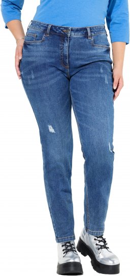 Ulla Popken Lightly Distressed Slim Leg Jeans Blue - Τζιν & Παντελόνια για Γυναίκες σε Μεγάλες Μεγέθη – Plus Size - 