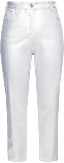 Ulla Popken Metallic Stretch Fit Mom Jeans Silver - Τζιν & Παντελόνια για Γυναίκες σε Μεγάλες Μεγέθη – Plus Size - 
