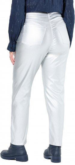 Ulla Popken Metallic Stretch Fit Mom Jeans Silver - Τζιν & Παντελόνια για Γυναίκες σε Μεγάλες Μεγέθη – Plus Size - 