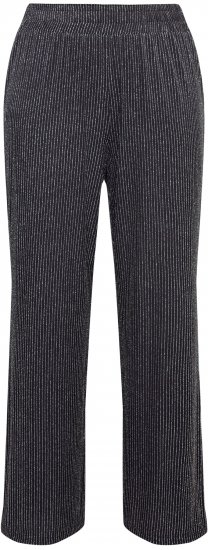 Ulla Popken Sparkling Pinstripe Elastic Waist Pants Black - Τζιν & Παντελόνια για Γυναίκες σε Μεγάλες Μεγέθη – Plus Size - 