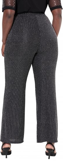 Ulla Popken Sparkling Pinstripe Elastic Waist Pants Black - Τζιν & Παντελόνια για Γυναίκες σε Μεγάλες Μεγέθη – Plus Size - 