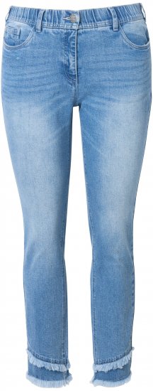 Ulla Popken Double Fringe Hem Stretch Fit Jeans Light Blue Denim - Τζιν & Παντελόνια για Γυναίκες σε Μεγάλες Μεγέθη – Plus Size - 