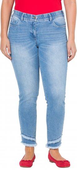 Ulla Popken Double Fringe Hem Stretch Fit Jeans Light Blue Denim - Τζιν & Παντελόνια για Γυναίκες σε Μεγάλες Μεγέθη – Plus Size - 
