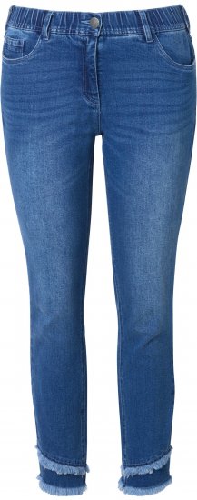 Ulla Popken Double Fringe Hem Stretch Fit Jeans Denim Blue - Τζιν & Παντελόνια για Γυναίκες σε Μεγάλες Μεγέθη – Plus Size - 
