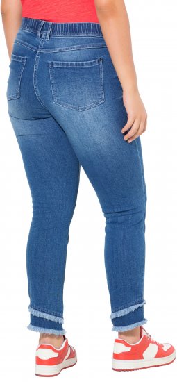 Ulla Popken Double Fringe Hem Stretch Fit Jeans Denim Blue - Τζιν & Παντελόνια για Γυναίκες σε Μεγάλες Μεγέθη – Plus Size - 