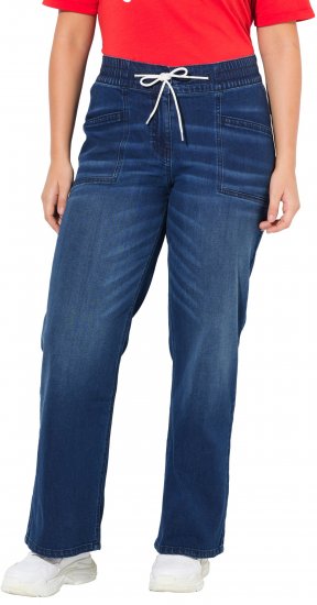 Ulla Popken Patch Pocket Elastic Waist Jeans Denim Blue - Τζιν & Παντελόνια για Γυναίκες σε Μεγάλες Μεγέθη – Plus Size - 