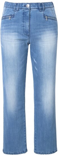 Ulla Popken Tapered Leg Lightly Distressed Jeans Blue Denim - Τζιν & Παντελόνια για Γυναίκες σε Μεγάλες Μεγέθη – Plus Size - 