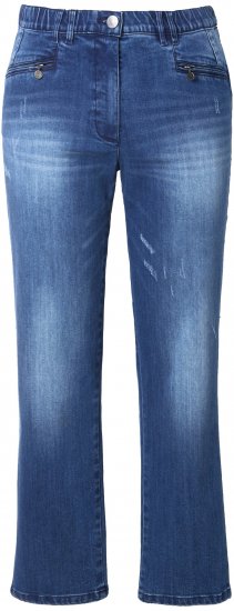 Ulla Popken Tapered Leg Lightly Distressed Jeans Denim Blue - Τζιν & Παντελόνια για Γυναίκες σε Μεγάλες Μεγέθη – Plus Size - 