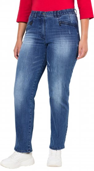 Ulla Popken Tapered Leg Lightly Distressed Jeans Denim Blue - Τζιν & Παντελόνια για Γυναίκες σε Μεγάλες Μεγέθη – Plus Size - 