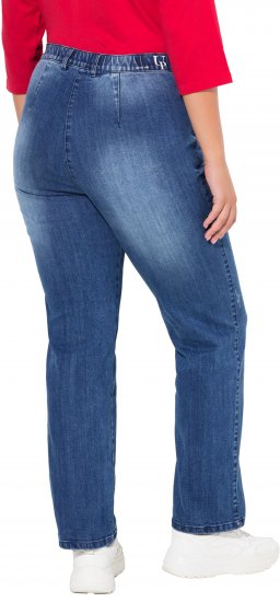 Ulla Popken Tapered Leg Lightly Distressed Jeans Denim Blue - Τζιν & Παντελόνια για Γυναίκες σε Μεγάλες Μεγέθη – Plus Size - 