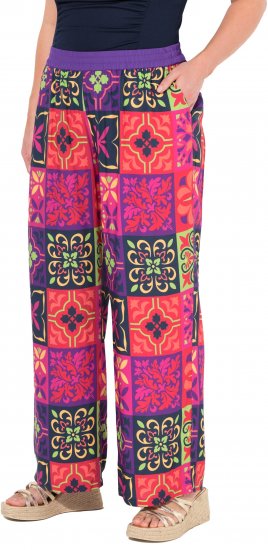 Ulla Popken Tile Print Wide Leg Palazzo Pants Purple - Τζιν & Παντελόνια για Γυναίκες σε Μεγάλες Μεγέθη – Plus Size - 