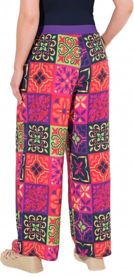 Ulla Popken Tile Print Wide Leg Palazzo Pants Purple - Τζιν & Παντελόνια για Γυναίκες σε Μεγάλες Μεγέθη – Plus Size - 