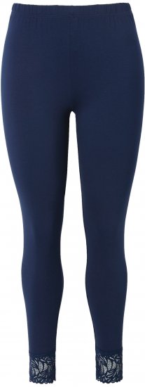 Ulla Popken Lace Trim Leggings Navy - Τζιν & Παντελόνια για Γυναίκες σε Μεγάλες Μεγέθη – Plus Size - 
