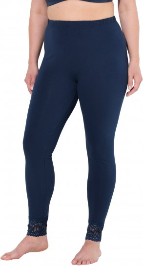 Ulla Popken Lace Trim Leggings Navy - Τζιν & Παντελόνια για Γυναίκες σε Μεγάλες Μεγέθη – Plus Size - 