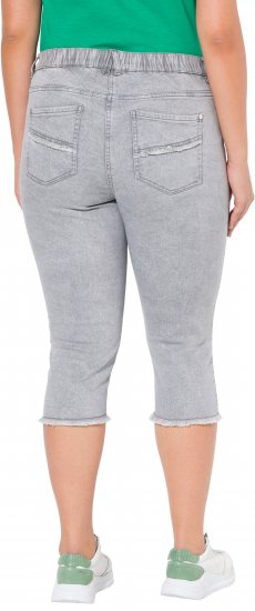 Ulla Popken Denim Fringed Hem Capris Grey - Τζιν & Παντελόνια για Γυναίκες σε Μεγάλες Μεγέθη – Plus Size - 