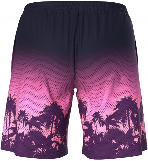 Ulla Popken Active Wide Leg Elastic Waist Palm Tree Pattern Mesh Shorts Black - Τζιν & Παντελόνια για Γυναίκες σε Μεγάλες Μεγέθη – Plus Size - 