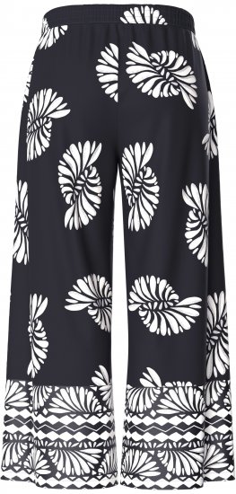 Ulla Popken Fossil Print Elastic Waist Palazzo Pants Black - Τζιν & Παντελόνια για Γυναίκες σε Μεγάλες Μεγέθη – Plus Size - 
