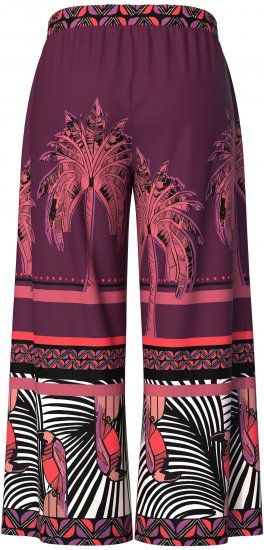 Ulla Popken Mixed Palm Print Elastic Waist Palazzo Pants Red - Τζιν & Παντελόνια για Γυναίκες σε Μεγάλες Μεγέθη – Plus Size - 