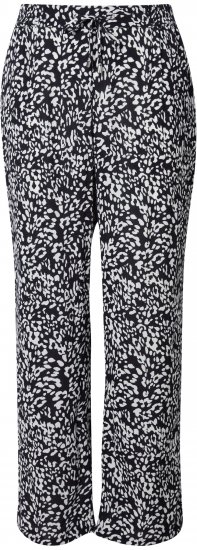 Ulla Popken Leopard Print Elastic Waist Pants Black - Τζιν & Παντελόνια για Γυναίκες σε Μεγάλες Μεγέθη – Plus Size - 