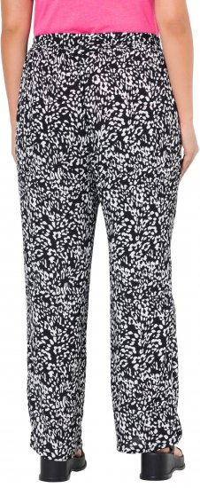 Ulla Popken Leopard Print Elastic Waist Pants Black - Τζιν & Παντελόνια για Γυναίκες σε Μεγάλες Μεγέθη – Plus Size - 