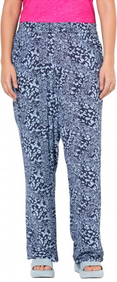Ulla Popken Patch Print Elastic Waist Pants Navy - Τζιν & Παντελόνια για Γυναίκες σε Μεγάλες Μεγέθη – Plus Size - 