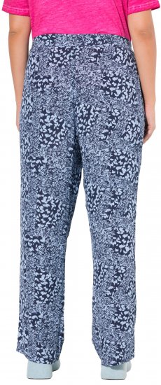 Ulla Popken Patch Print Elastic Waist Pants Navy - Τζιν & Παντελόνια για Γυναίκες σε Μεγάλες Μεγέθη – Plus Size - 