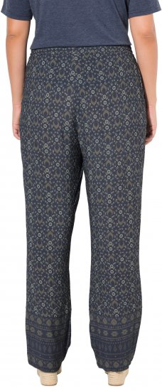 Ulla Popken Geometric Print Elastic Waist Pants Navy - Τζιν & Παντελόνια για Γυναίκες σε Μεγάλες Μεγέθη – Plus Size - 